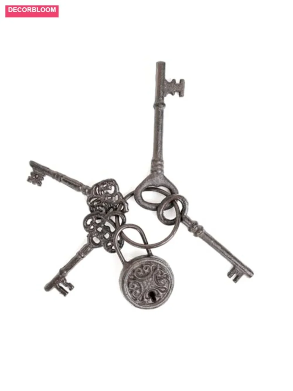 Sungmor Cast Iron Skeleton Keys Vintage Keyring Props 5 Count